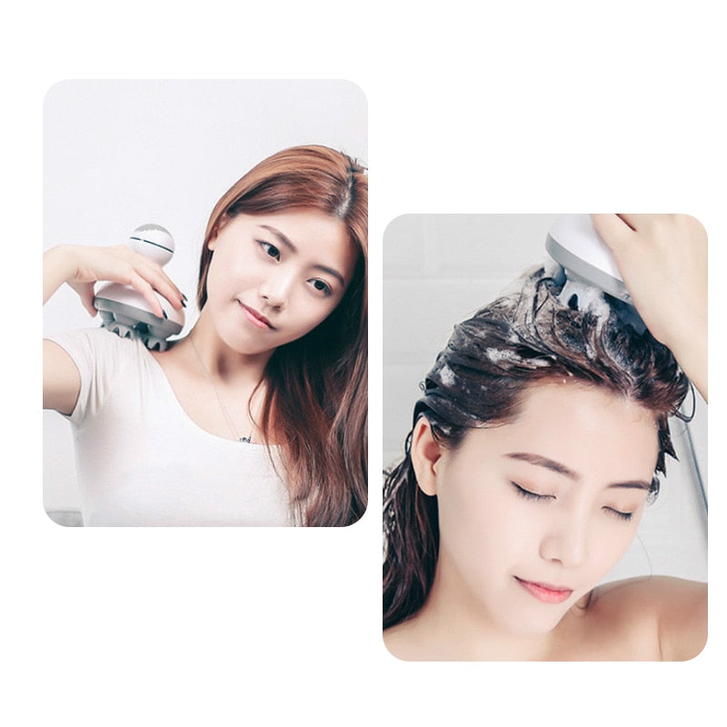 New 3D Waterproof Electric Head Massager Wireless Scalp Massage Promote Hair Growth Body Deep Tissue Kneading Vibrating - Tampa Home & Garden Store