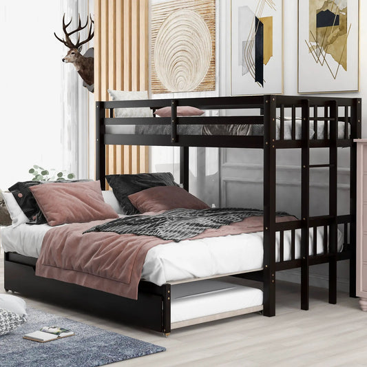 Twin Over Bunk Bed With Pull Out Trundle Espresso by VIP Digital Presence on Tampa Home & Garden Store