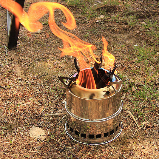 Outdoor Firewood Stove Stainless Steel Barbecue Grill Wood Charcoal Solid Alcohol Heater Warming Furnace