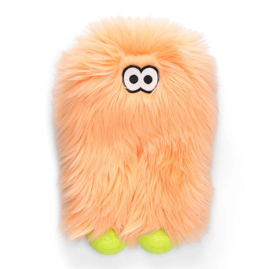 West Paw Astrid Rowdies plush dog toy with bright orange fur and lime green ball ends on Tampa Home & Garden Store
