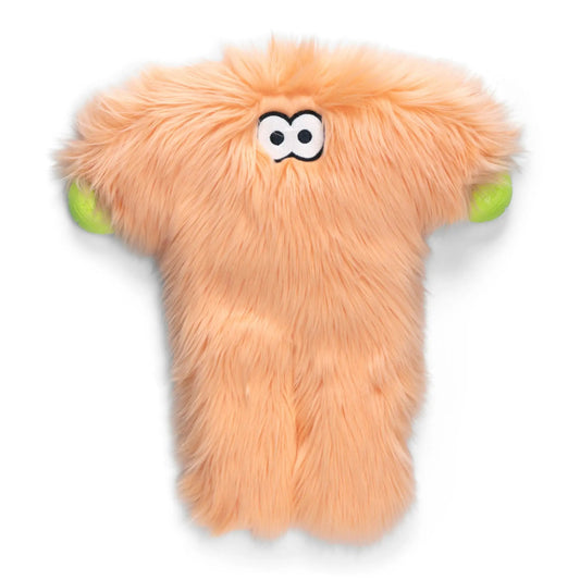 Rowdies Plush Dog Toy With Chew Tough Paws, orange shaggy fur and lime green chew pads on Tampa Home & Garden Store