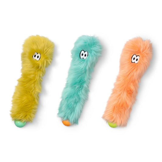 Rowdies plush dog toy set of 3 with reinforced fabric in yellow, teal, orange West Paw on Tampa Home & Garden Store