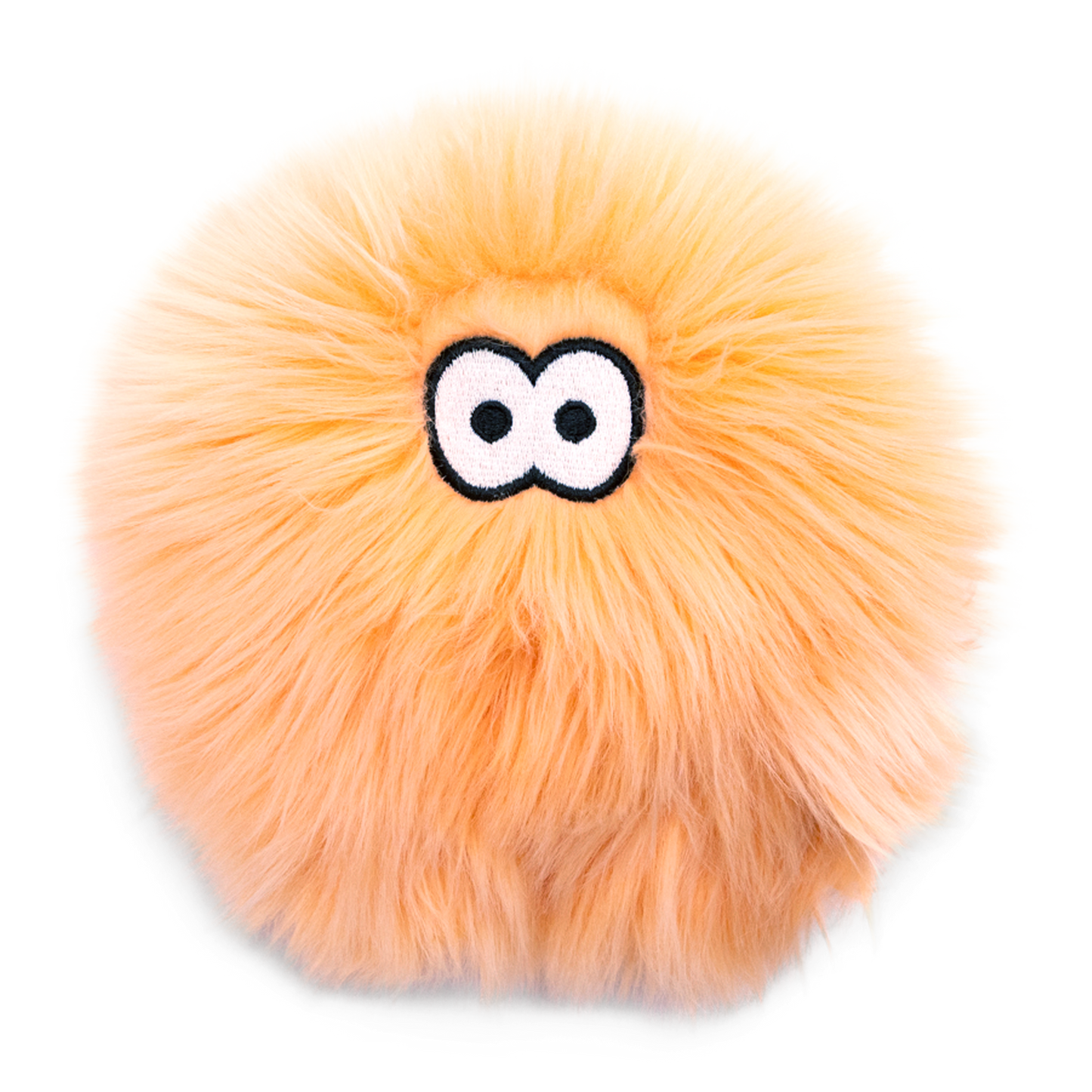 Erik West Paw dog toy, orange fluffy plush with embroidered white eyes on Tampa Home & Garden Store