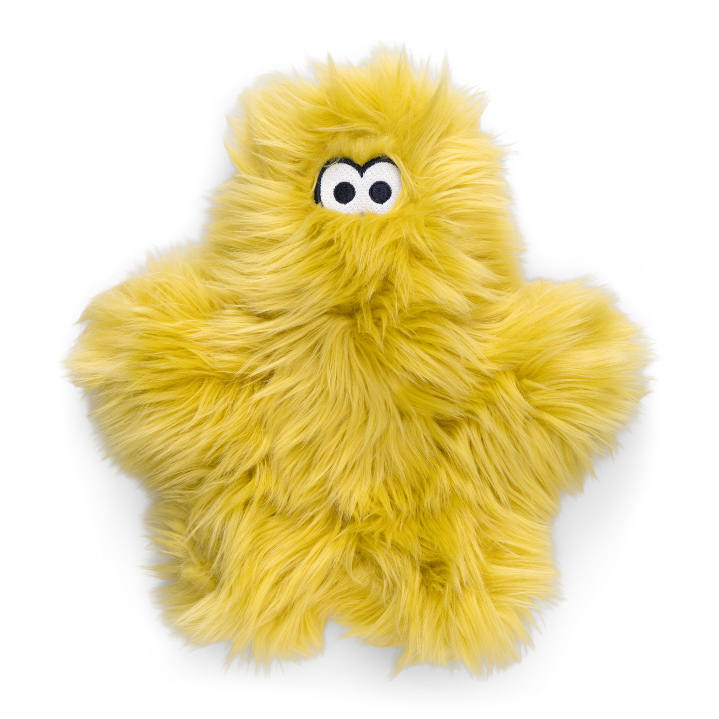 Leif yellow fluffy plush dog toy with big cartoon eyes on Tampa Home & Garden Store
