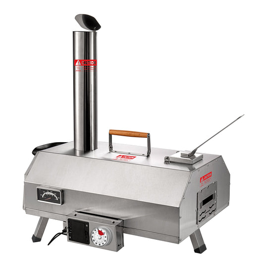 Stainless Steel Pizza Oven Outdoor 12" Automatic Rotatable Pizza Ovens Portable Wood Fired Pizza Oven Pizza Maker with Timer - Tampa Home & Garden Store