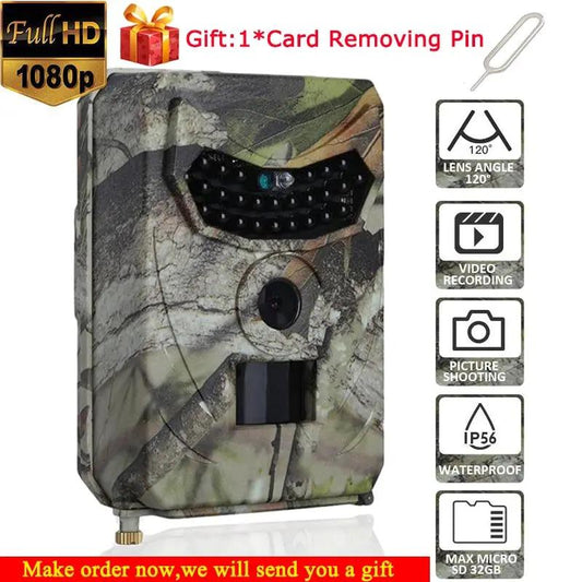 PR100 hunting trail camera camouflage, 12MP night vision, 120° lens, video/photo capture on Tampa Home & Garden Store