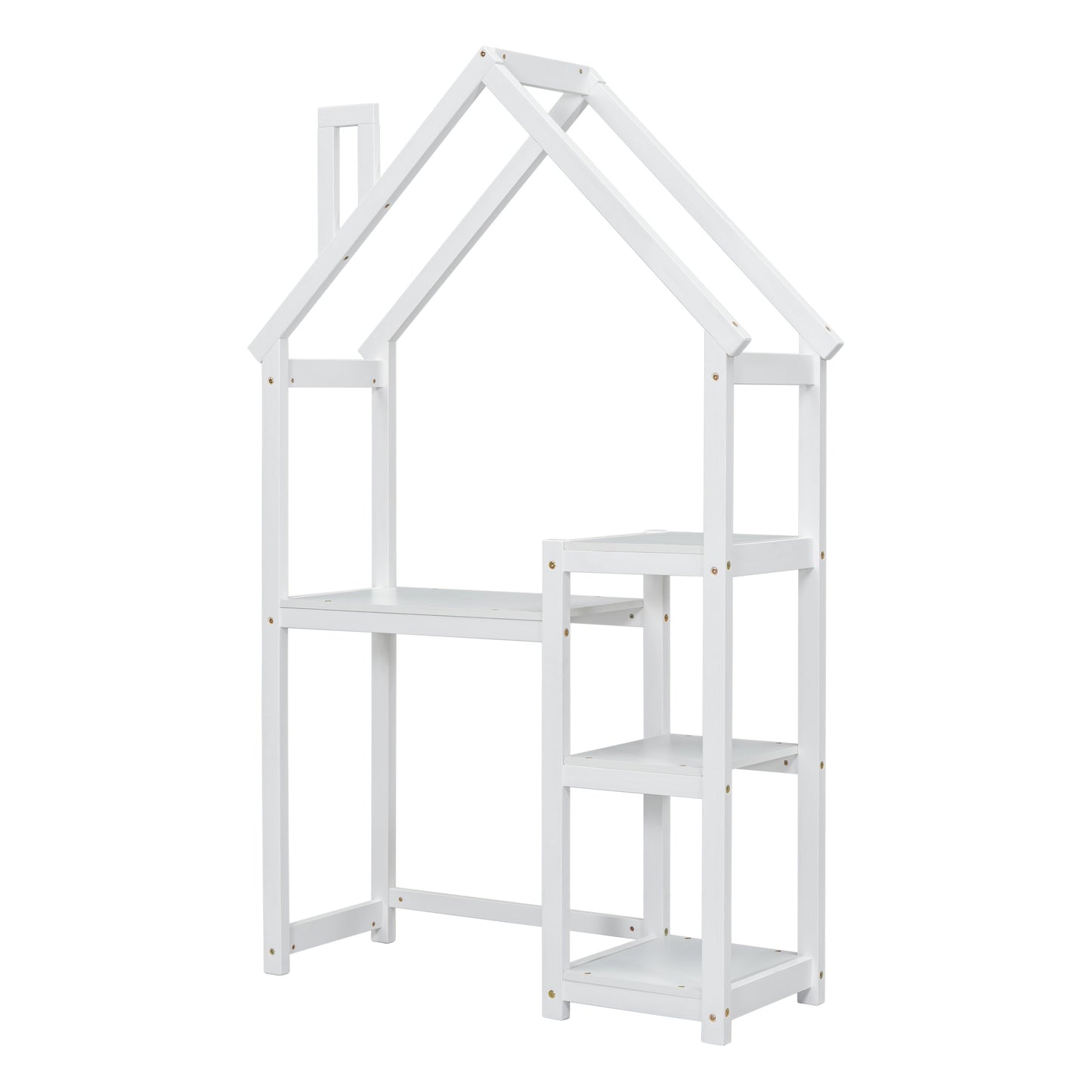 House-shaped Wooden writing Desk,Kids study Table,Bookshelf & Toy Storage,White - Tampa Home & Garden Store