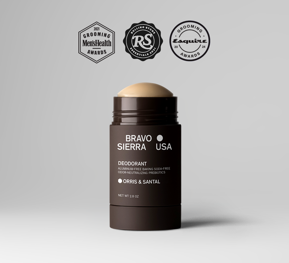 Bravo Sierra deodorant stick brown bottle beige cap aluminum-free baking soda-free on Tampa Home & Garden Store