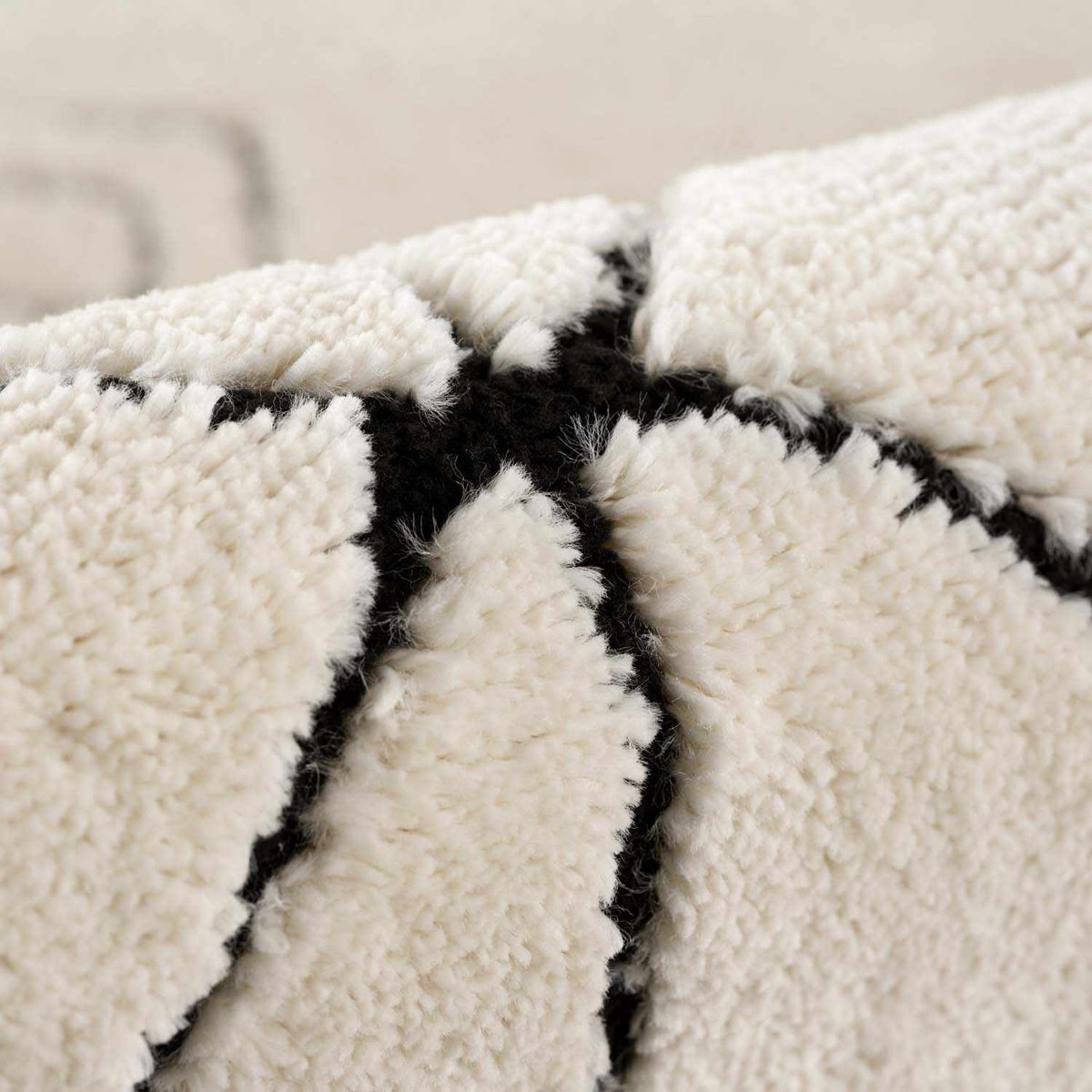 Thian Tribal Area Rug cream shag with black geometric stripes Boutique Rugs clearance on Tampa Home & Garden Store