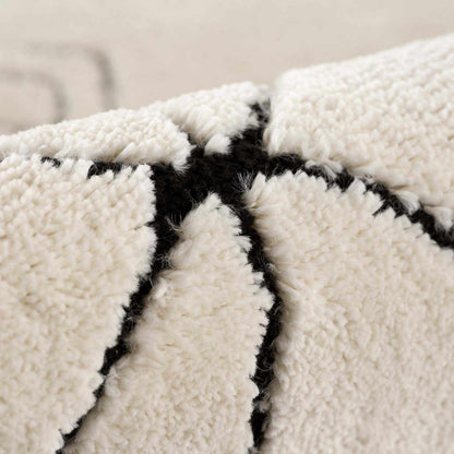 Thian Tribal Area Rug cream shag with black geometric stripes Boutique Rugs clearance on Tampa Home & Garden Store