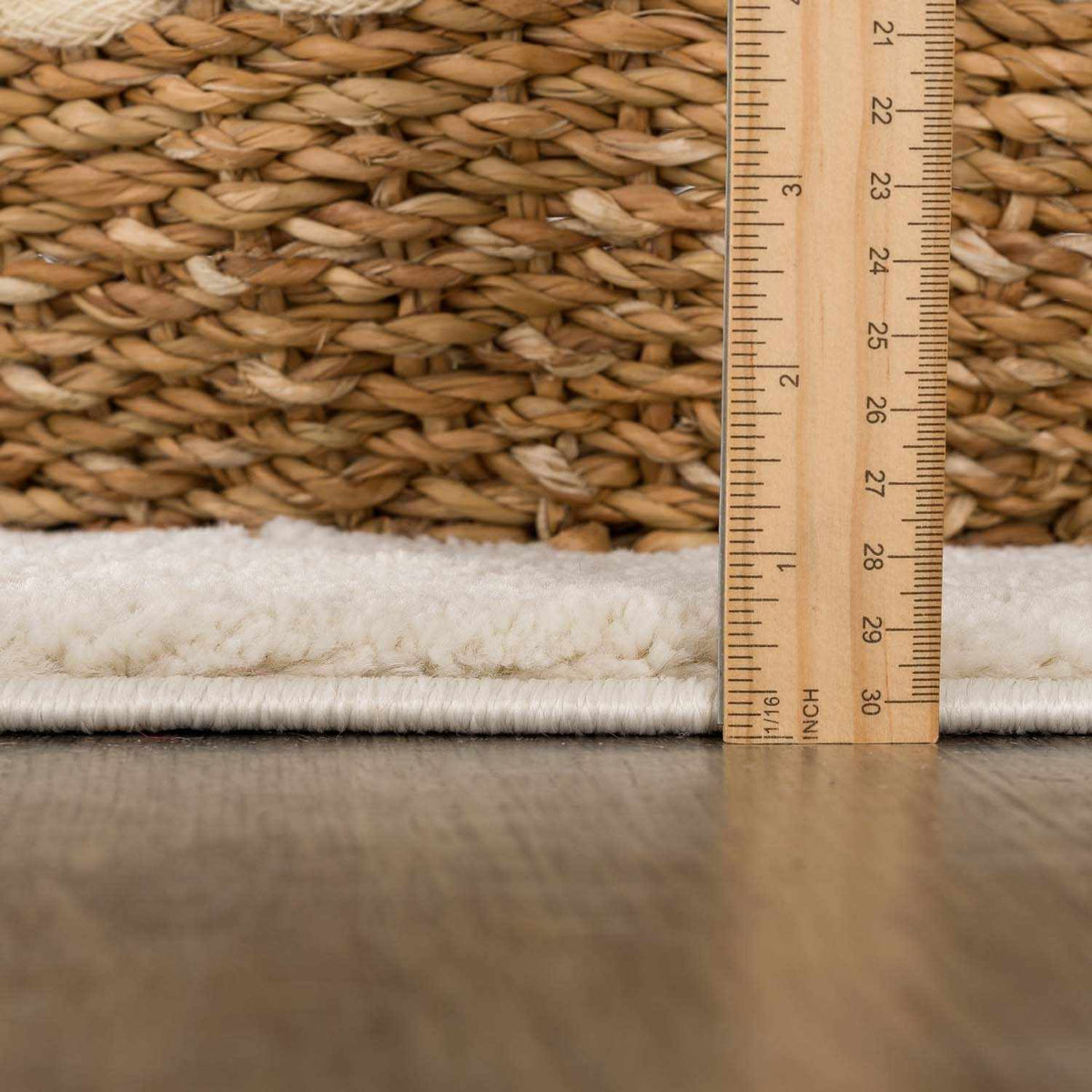 Thian Tribal Area Rug Boutique Rugs, woven jute texture with cream plush border, clearance on Tampa Home & Garden Store