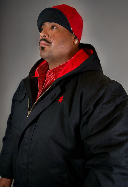 FR Black Insulated CAT3 Jacket bomber style with red interior lining on Tampa Home & Garden Store