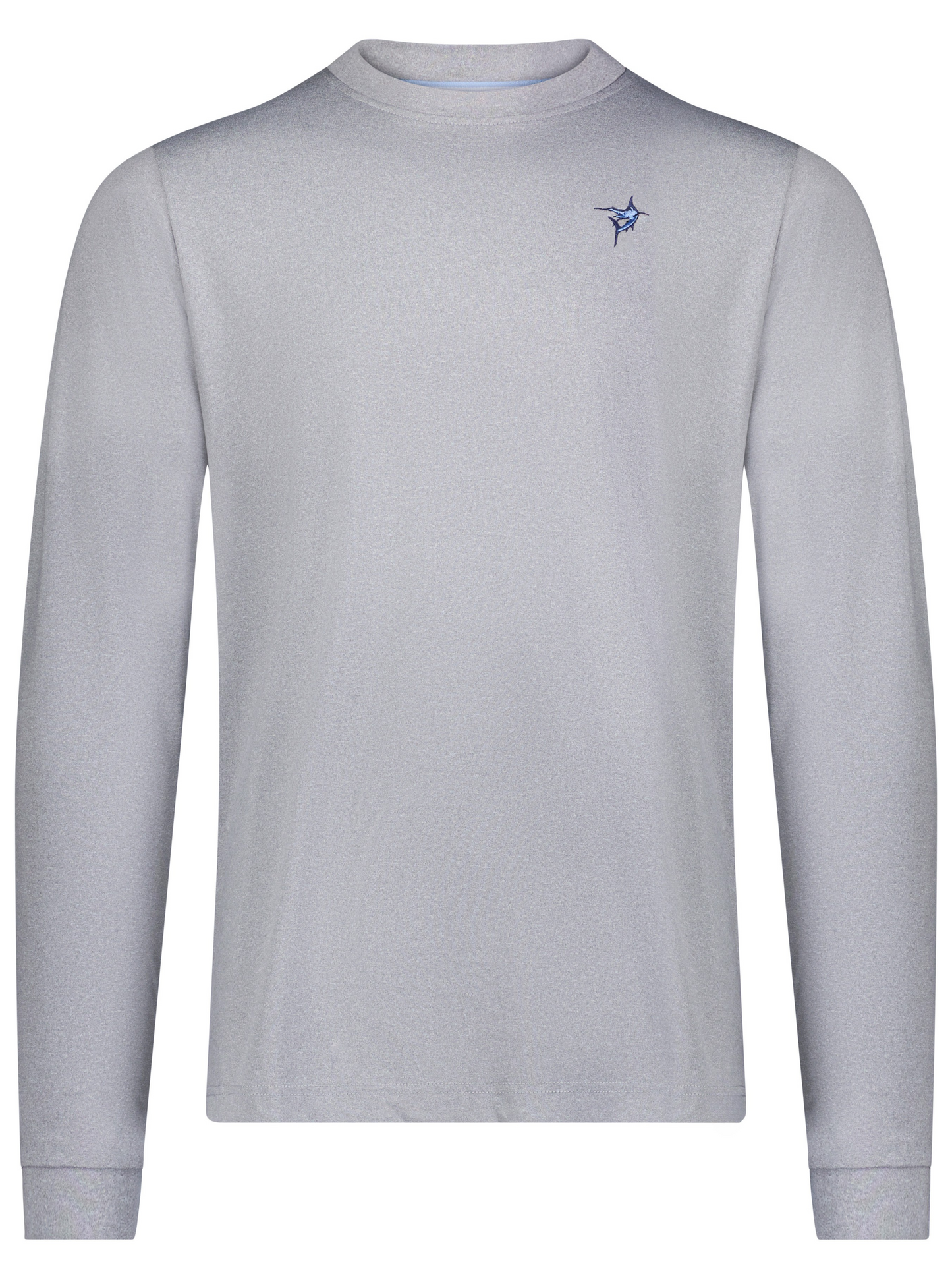 Dockside Performance Long Sleeve by White Water Life light gray shirt with blue chest logo on Tampa Home & Garden Store