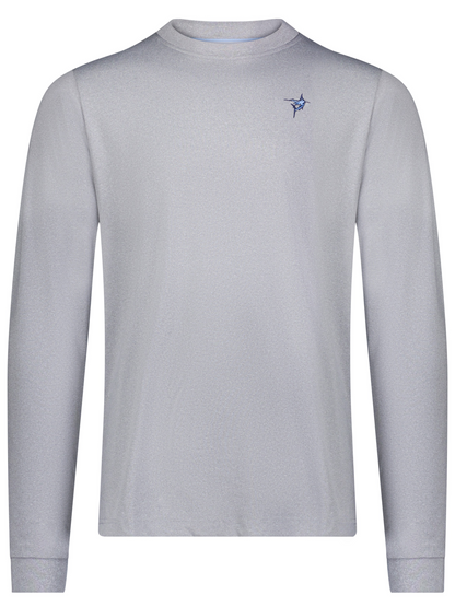 Dockside Performance Long Sleeve by White Water Life light gray shirt with blue chest logo on Tampa Home & Garden Store
