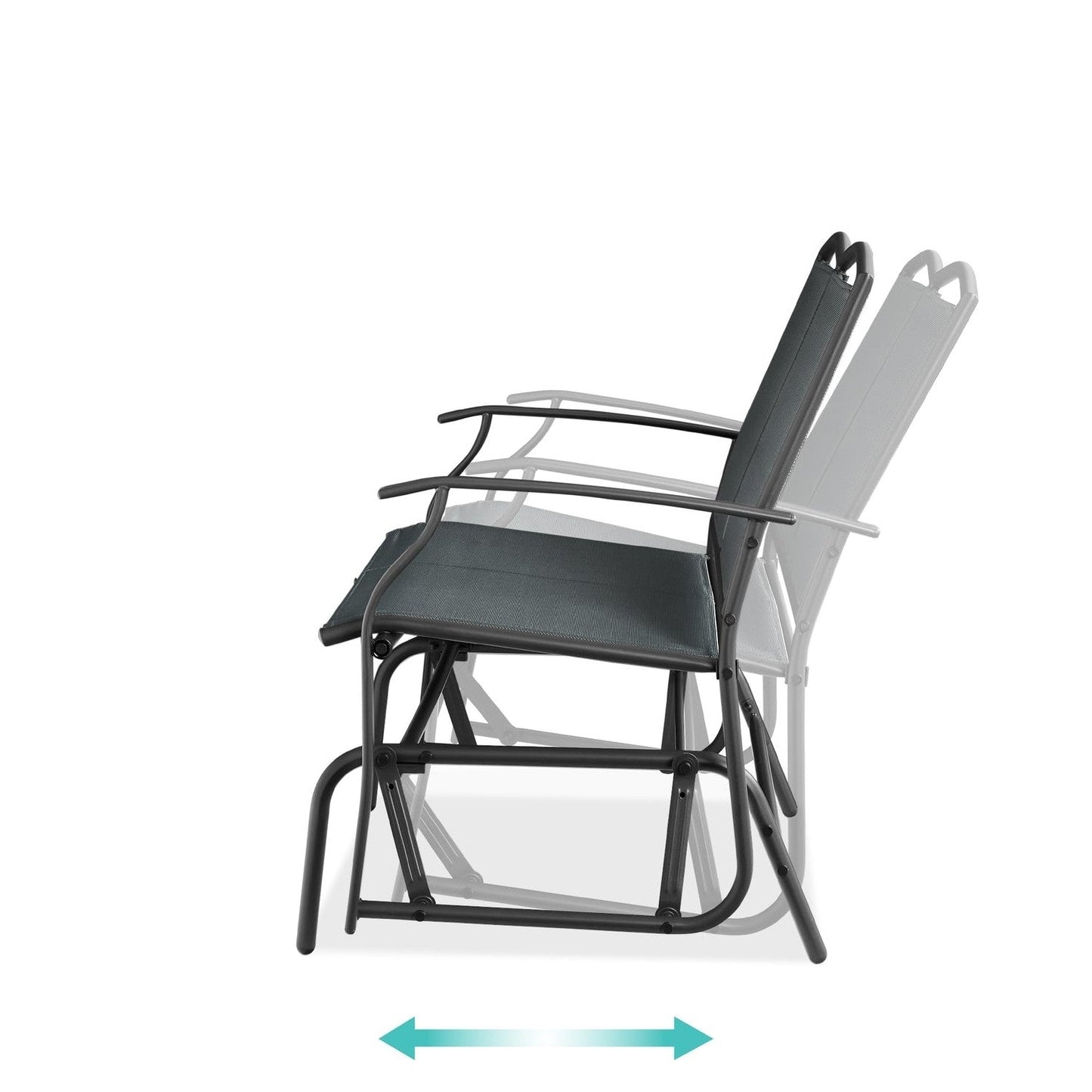 Mecedora/Columpio para dos personas de malla para patio con apoyabrazos, color carbón