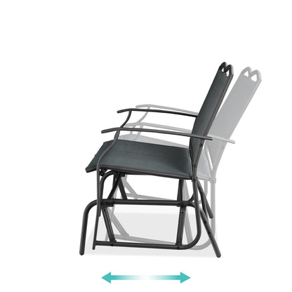 Mecedora/Columpio para dos personas de malla para patio con apoyabrazos, color carbón