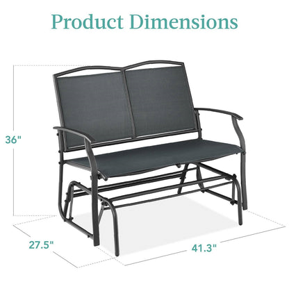 Mecedora/Columpio para dos personas de malla para patio con apoyabrazos, color carbón