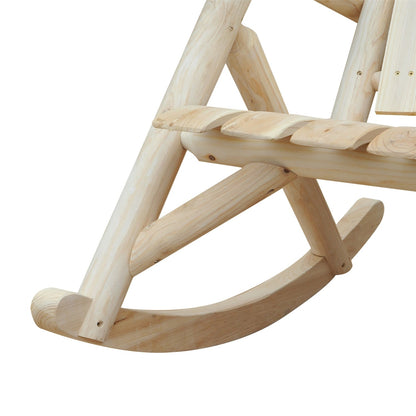 Sillón mecedora Adirondack de madera de abeto clásico FarmHouse natural - Juego de 2