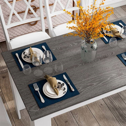 Mesa de comedor de cocina o escritorio de computadora de 47 pulgadas con cubierta de madera gris oscuro y patas blancas