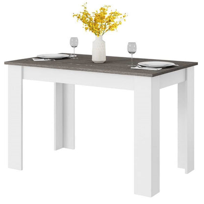 Mesa de comedor de cocina o escritorio de computadora de 47 pulgadas con cubierta de madera gris oscuro y patas blancas