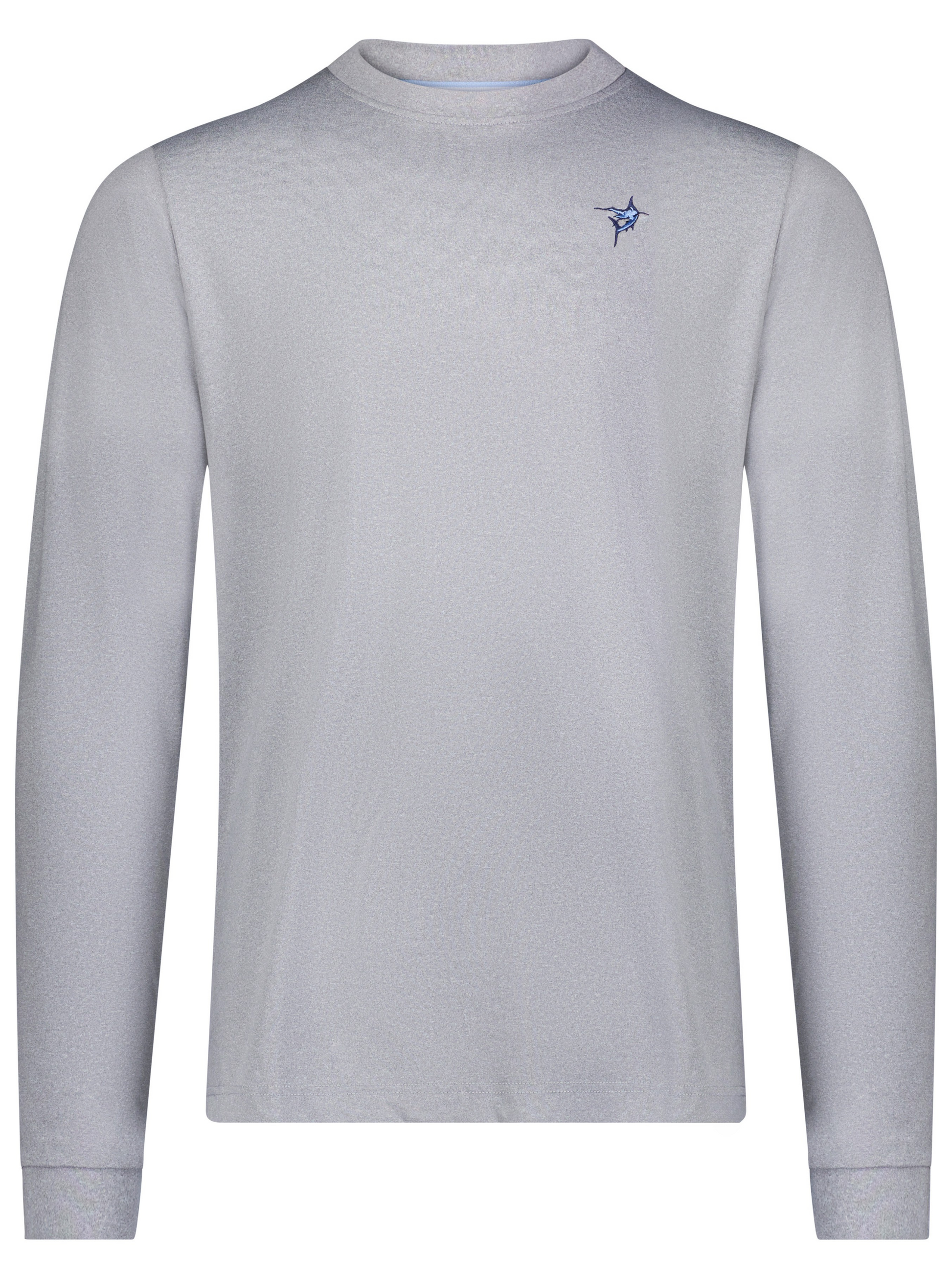 Dockside Performance long sleeve top in heather gray with White Water Life logo, on Tampa Home & Garden Store