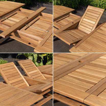 Julien FSC teak outdoor dining set with extendable table and slatted chairs on Tampa Home & Garden Store