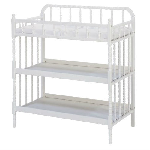 Cambiador de madera blanca con almohadilla impermeable de 1 pulgada