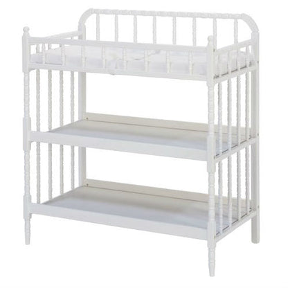 Cambiador de madera blanca con almohadilla impermeable de 1 pulgada