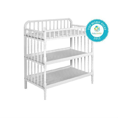 Cambiador de madera blanca con almohadilla impermeable de 1 pulgada