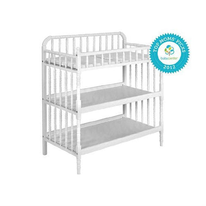 Cambiador de madera blanca con almohadilla impermeable de 1 pulgada