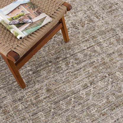 Uzuri Washable Outdoor Area Rug in brown-gray distressed weave by Boutique Rugs on Tampa Home & Garden Store