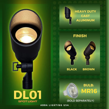 DL01 Lot de 20 spots LED directionnels d'extérieur en aluminium basse tension 12 V, 5 W, 2700 K 