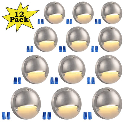 DLA01 12-Pack Satin Nickel 2.5W Low Voltage LED Outdoor Half Moon Deck Lights Package, 12V LED Step Fence Landscape Lights - Tampa soil911.com