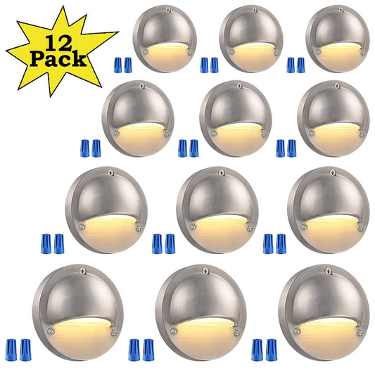 DLA01 12-Pack Satin Nickel 2.5W Low Voltage LED Outdoor Half Moon Deck Lights Package, 12V LED Step Fence Landscape Lights - Tampa soil911.com
