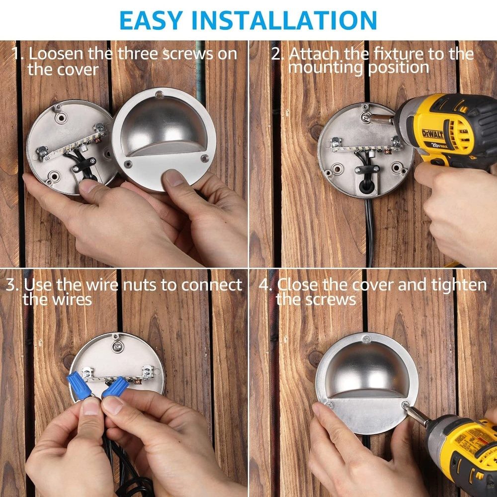 DLA01 12-Pack Satin Nickel 2.5W Low Voltage LED Outdoor Half Moon Deck Lights Package, 12V LED Step Fence Landscape Lights - Tampa soil911.com