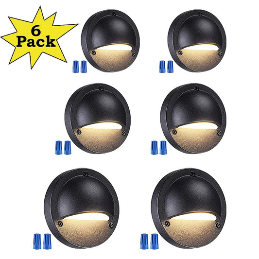 DLA01 6-Pack Black 2.5W Low Voltage LED Outdoor Half Moon Deck Lights Package, 12V LED Step Fence Landscape Lights - Tampa soil911.com