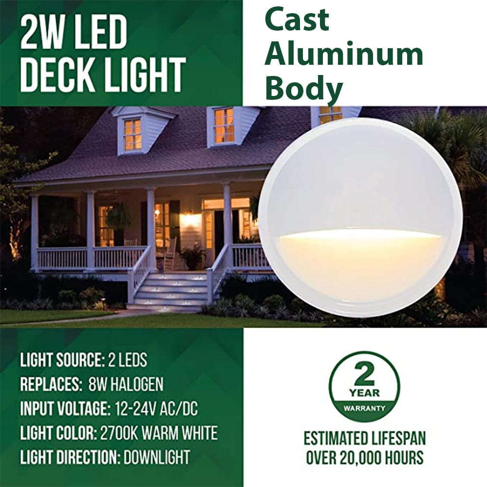 DLA02 4-Pack 2W Low Voltage LED Outdoor Half Moon Deck Lights Package, 12V LED Step Patio Landscape Lights - Tampa soil911.com