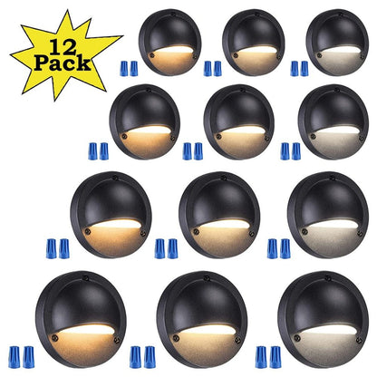 DLA03 12-Pack Black 2.5W 3CCT Low Voltage LED Outdoor Half Moon Deck Lights Package, 12V LED Step Fence Landscape Lights - Tampa soil911.com