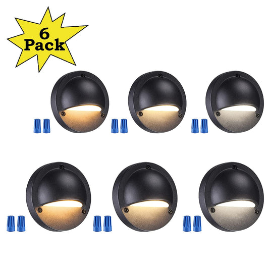 DLA03 6-Pack Black 2.5W 3CCT Low Voltage LED Outdoor Half Moon Deck Lights Package, 12V LED Step Fence Landscape Lights - Tampa soil911.com