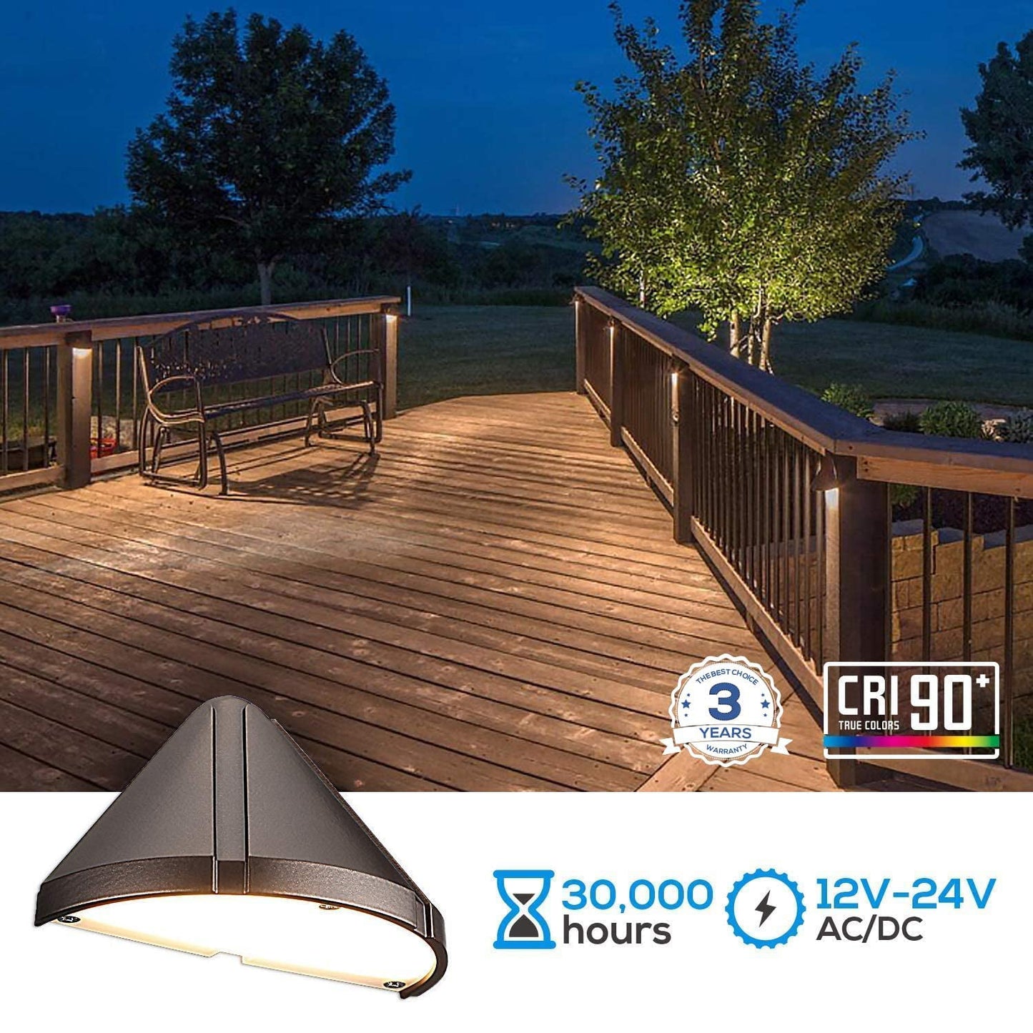 DLA05 8-Pack 5W basse tension LED clôture extérieure pont vers le bas paquet de lumières, 12V LED étape Patio paysage lumières