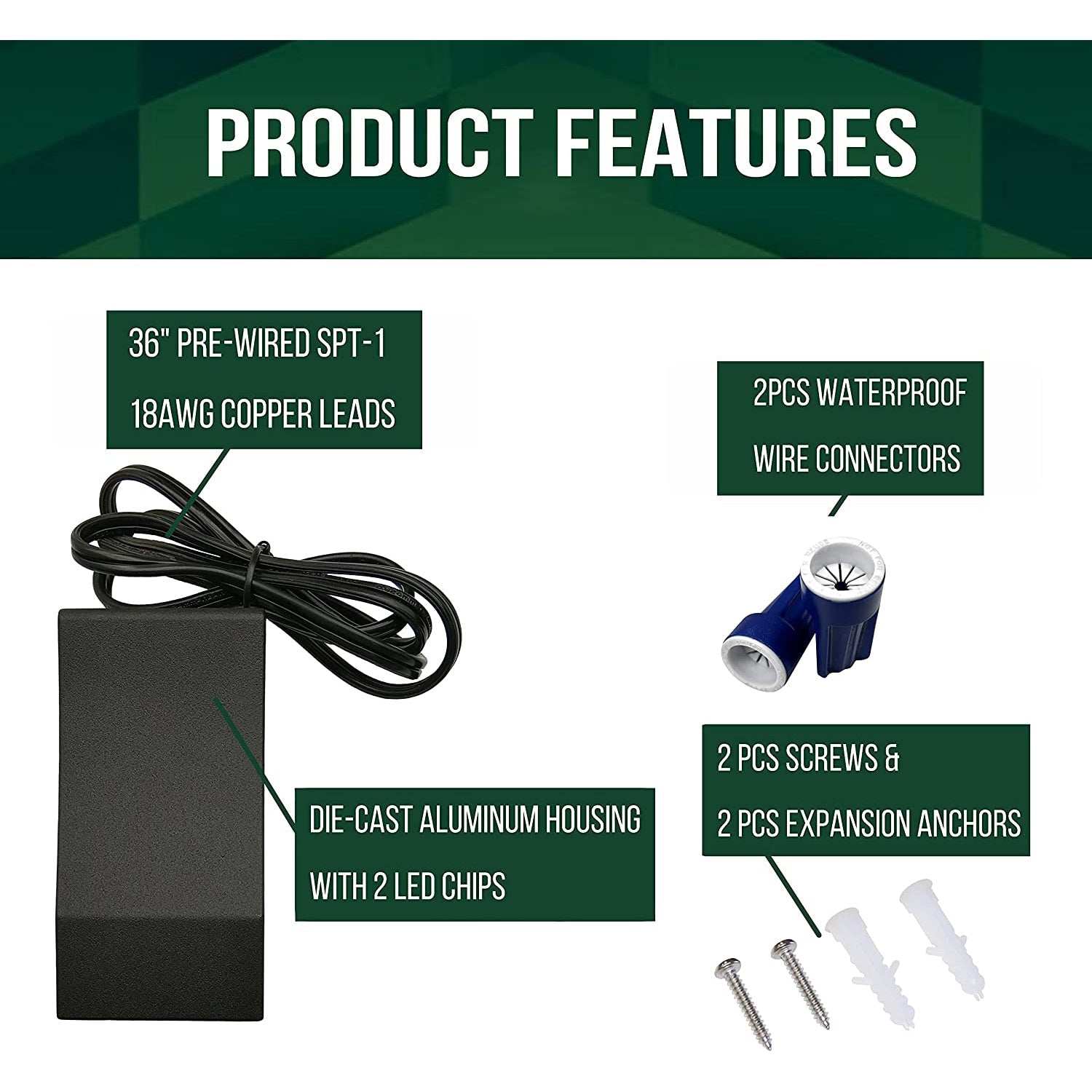 DLA06 6-Pack 2W Low Voltage LED Outdoor Deck Down Lights Package, 12V LED Step Patio Landscape Lights - Tampa Home & Garden Store