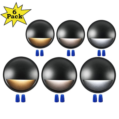 DLAC02 6-Pack 3CCT 3W Low Voltage LED Outdoor Half Moon Deck Lights Package, 12V-24V LED Step Patio Landscape Lights - Tampa soil911.com