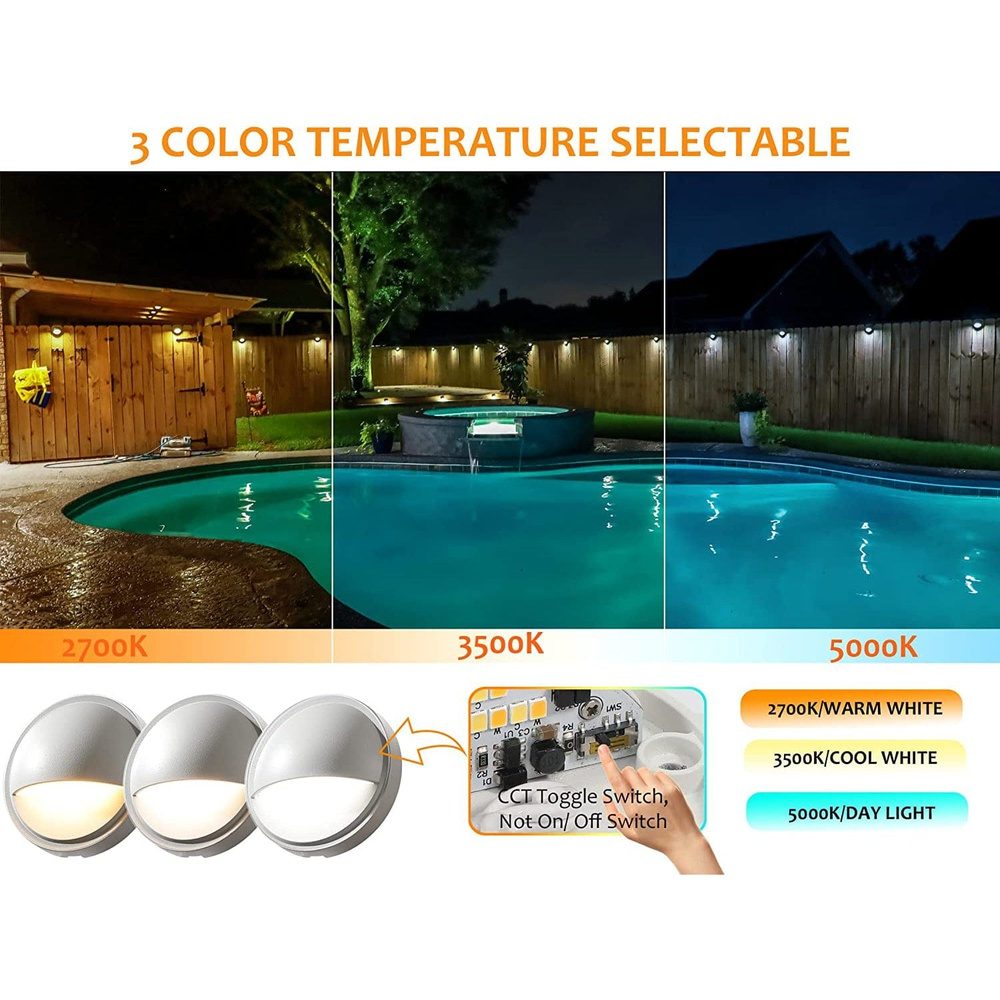 DLAC02 6-Pack 3CCT 3W Low Voltage LED Outdoor Half Moon Deck Lights Package, 12V-24V LED Step Patio Landscape Lights - Tampa soil911.com