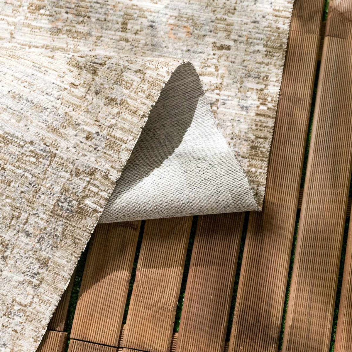 Aistys washable outdoor area rug clearance beige distressed pattern by Boutique Rugs on Tampa Home & Garden Store