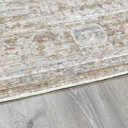 Aistys washable outdoor area rug beige taupe with vintage faded motif Boutique Rugs on Tampa Home & Garden Store
