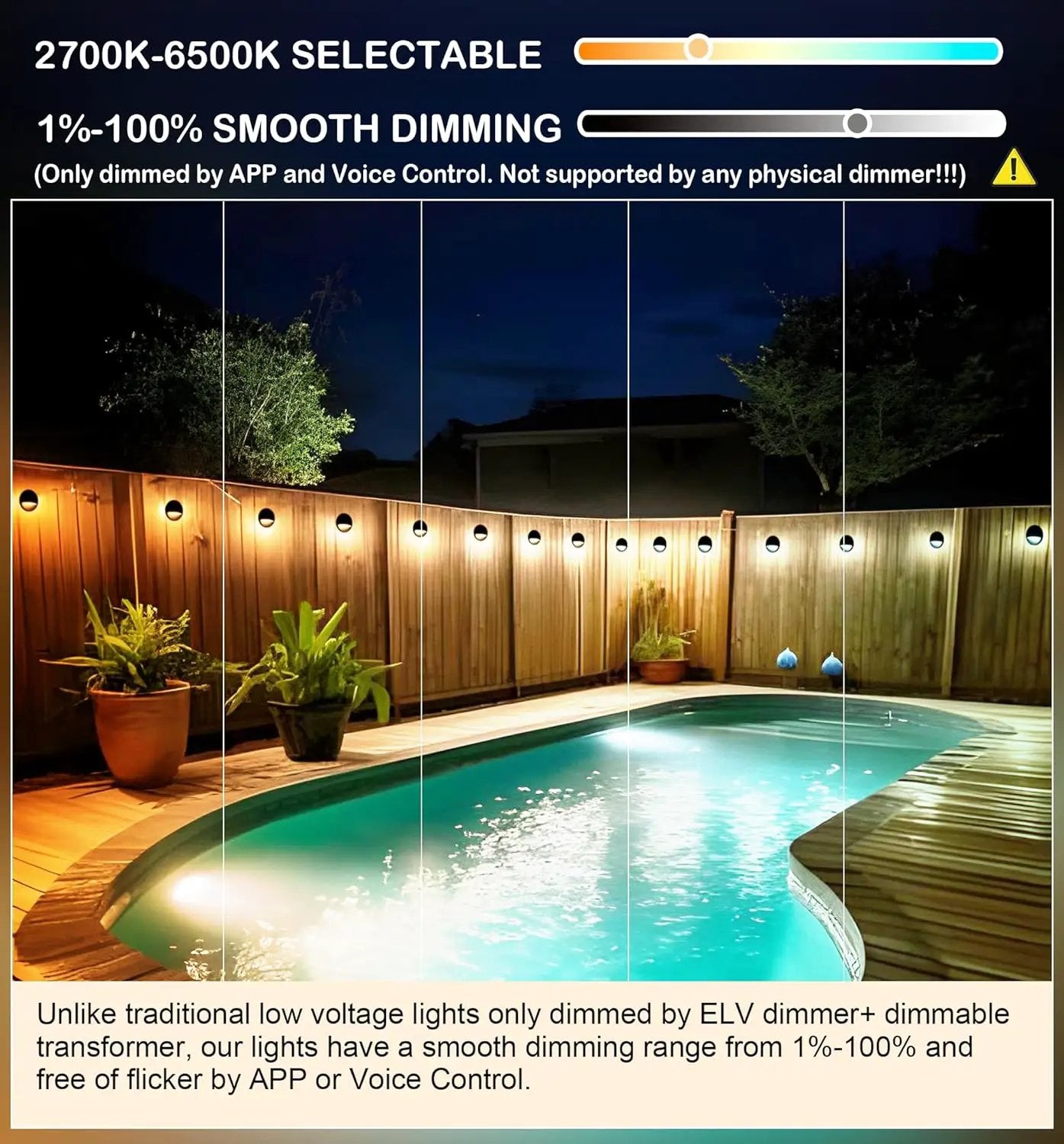 DLRA03 6 Pack 3W RGBCW Color Changing 2700K-6500K Round Waterproof LED Stairs Half Moon Deck Light Fixture - Tampa soil911.com