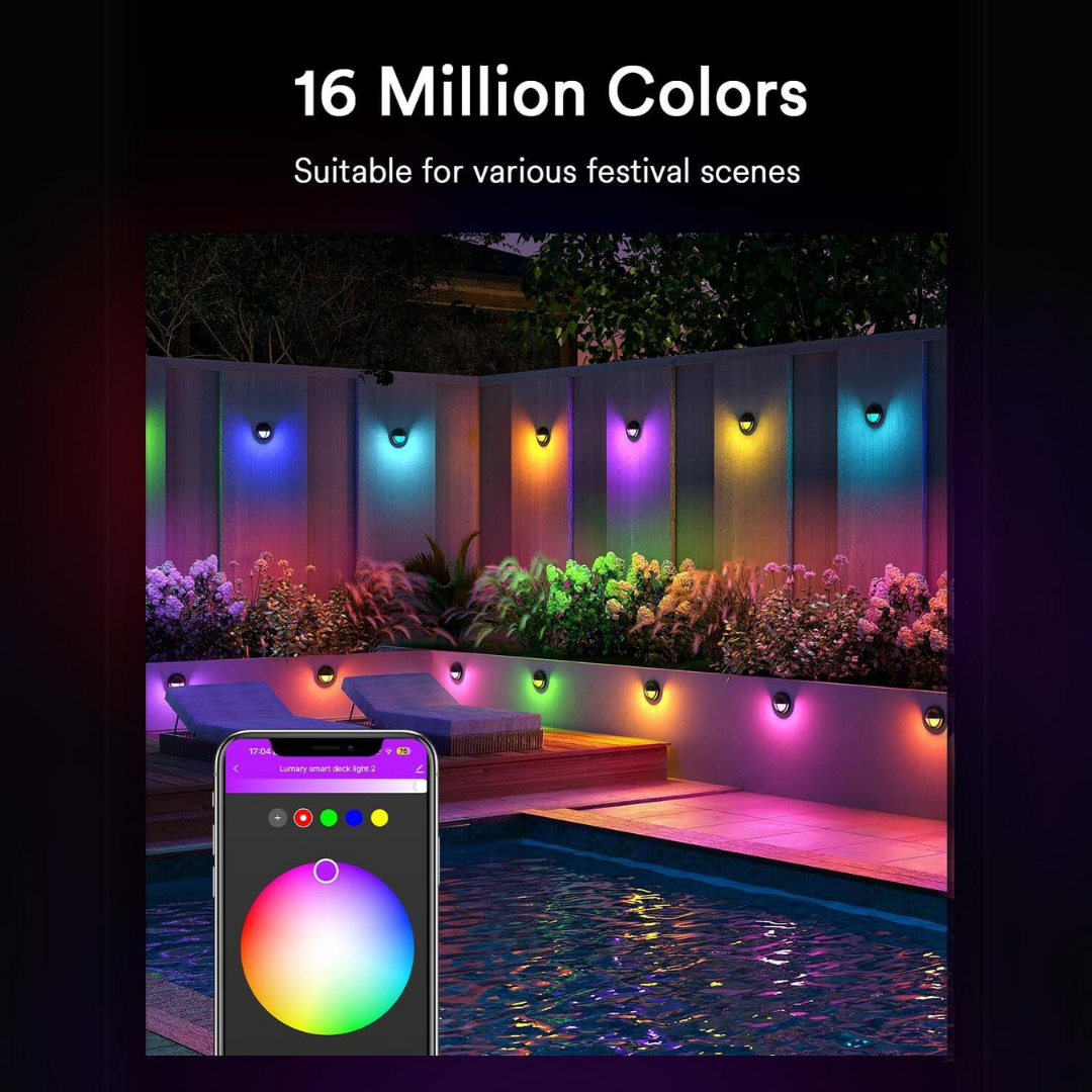 DLRA04 6 Pack 2.5W RGBCW Color Changing 2200K-6500K Round Waterproof LED Stairs, Fence, Deck Light Fixture - Tampa soil911.com