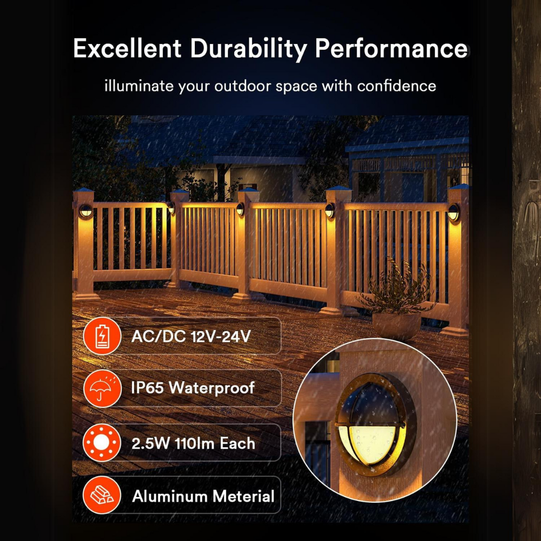 DLRA04 6 Pack 2.5W RGBCW Color Changing 2200K-6500K Round Waterproof LED Stairs, Fence, Deck Light Fixture - Tampa soil911.com