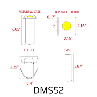 Foco empotrable para exteriores de acero inoxidable con LED COB DMS52 de 3 W, resistente al agua y con parte superior cuadrada