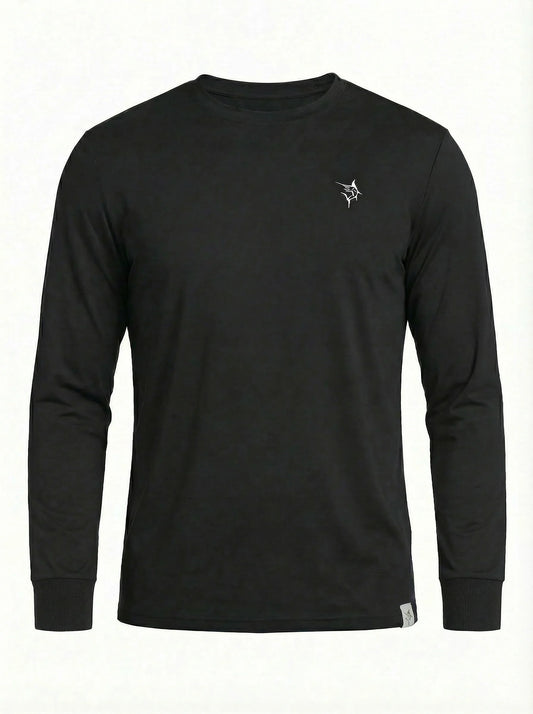 Dockside Long Sleeve black activewear top with chest logo on Tampa Home & Garden Store